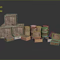 Wooden Storage Boxes And Barrels With Open Small Boxes For Household Items