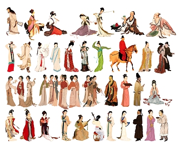 Ancient Lady Figure Court Figures Traditional Figures Many People Classical Hanfu Figures 3d model