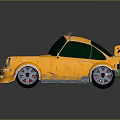 Yellow Cartoon Car With Green Windows Roof Lights White Graphics And Silver Wheels