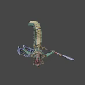 Dragon Like Game and Movie Character With Serpentine Body Holding Spear And Armored Details