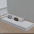 Light Gray Multi person Sofa With Decorative Pillows In Modern Living Room Wooden Floor