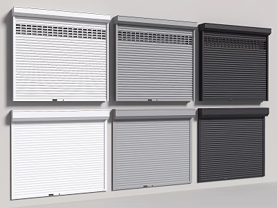 Different Colored Roller Shutters with Ventilated and Solid Panel Designs 3d model