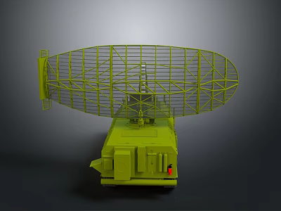 Green Mobile Radar Equipment With Large Antenna Mounted On Military Vehicle 3d model