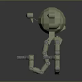 Green Alien Robot Character With Multi Jointed Legs And Big Eyes Mechanical Creature 3d model
