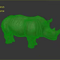 Rhinoceros 3D Model in Light Brown Color With Horns Standing on Neutral Gray Background