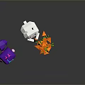 Purple Haired Character with Pink Crown and Rabbit Ear Headband Character near Carrot Shapes