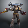 Battle Ready Armored Warrior With Chainsaw Gun Claw Hand And Mechanical Parts