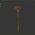 Hardware Tool Red Hammer with Wooden Handle on Grey Background