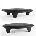 Round Black Coffee Table With Unique Curved Four Legs And Smooth Matte Surface 3d model