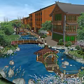 Traditional Chinese Garden Landscape With Pond Stone Bridge Pavilion And Rock Formations