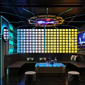 Neon Lit KTV Room With Sofas TV And Drinks 3d model