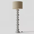 Modern Style Floor Lamp Featuring White Stacked Body And Beige Linen Shade