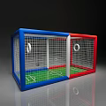 Kids Football Goal Play Equipment With Red Blue Frame Green Turf And White Net