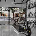 Bicycle Shop Showroom With Various Bikes Displayed On Shelves And Racks