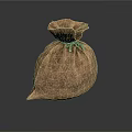 Handcrafted Burlap Storage Bag For Daily Supplies With Green String Tie