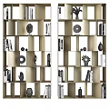 Modern Wooden Bookcase Interior Design With Books Sculptures And Decorative Items