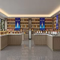 Tobacco and Alcohol Store Interior With Shelves Displaying Liquor and Tobacco Products and Wooden Counters