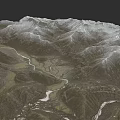 Natural Micro Terrain Featuring Snowy Mountains Valleys And Winding Streams 3d model