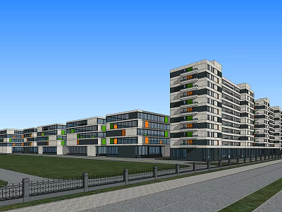 modern office building multi-storey office building 3d model