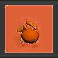 Orange Cartoon Octopus Like Creature Sitting On Orange Platform Above White Cube 3d model