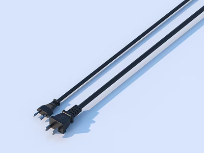 Durable Black And White Electrical Power Cords For Household Daily Use 3d model