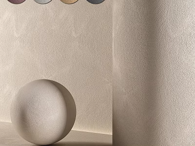 Light Colored Wall Decorative Cabinet With Circular Colorful Decorations And White Spherical Ornament 3d model