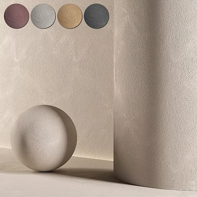 Light Colored Wall Decorative Cabinet With Circular Colorful Decorations And White Spherical Ornament 3d model