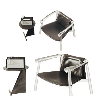 Modern leisure single chair acrylic chair leather chair metal side several speakers 3d model