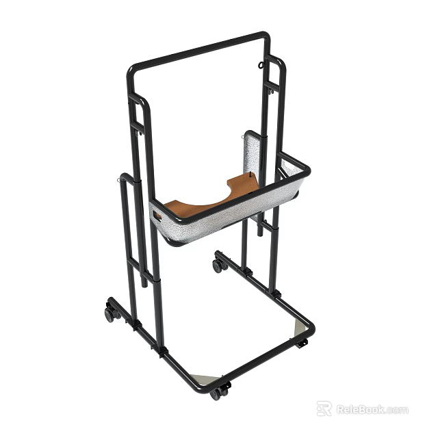 Black Metal Utility Cart With Wheels And Storage Basket For Home Use 3d model 