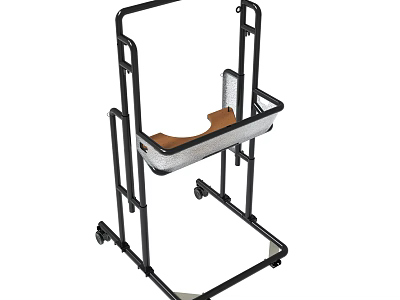 Black Metal Utility Cart With Wheels And Storage Basket For Home Use 3d model