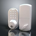Silver Electronic Door Handle With Keypad Lock And Modern Sleek Design