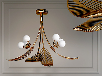 Modern chandelier, leaf shaped chandelier 3d model