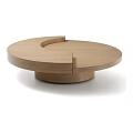 Round Wooden Coffee Table With Modern Minimalist Design And Unique Shape 3d model