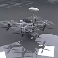 Smart Drone With Multiple Rotors Camera And Radar System For Surveillance 3d model