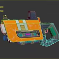 Modern Sci Fi Weapon 3D Model with Stylish Orange Blue Green Design 3d model