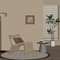 Warm Living Space With Wicker Chair Floor Lamp Blinds And Potted Plant