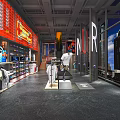 Modern Clothing Store Interior With Mannequins T Shirt Displays And Urban City View