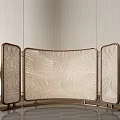 Beige Textured Room Divider With Metal Frame And Potted Plants In Modern Interior