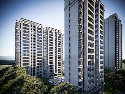 High-rise residential area of modern residential area 3d model
