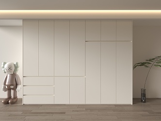 Cream-style handle-free wardrobe 3d model