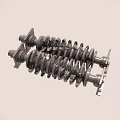 Two Industrial Engine Crankshaft Parts With Gear Structures And Metal Bodies