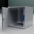 Open Metal Safe With Lock And Blue Components On Interior Door 3d model