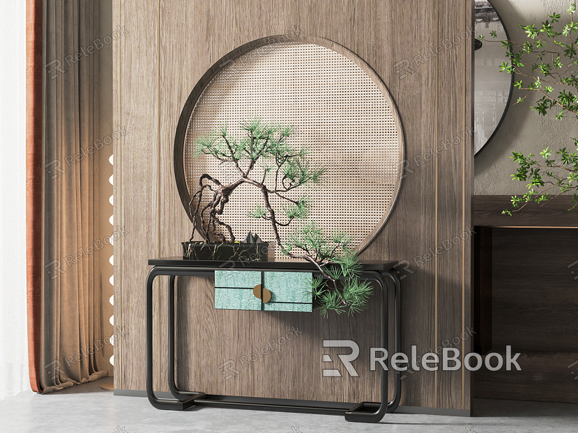 New Chinese-style End View Table Entrance Cabinet Partition model