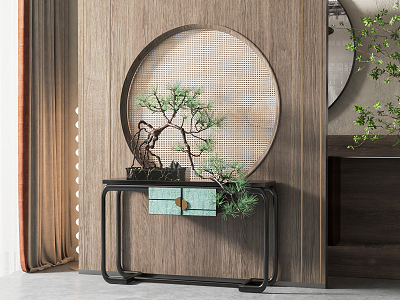 New Chinese-style End View Table Entrance Cabinet Partition model