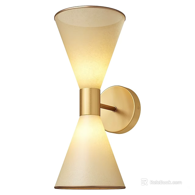 Modern Wall Lamp With Brass Frame And Frosted Glass Shades For Soft Lighting 3d model 