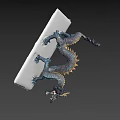 Detailed Bronze Dragon Statue With Scales Claws And White Base
