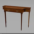 Elegant Wooden Console Table With Drawers Brass Handles And Tapered Legs For Home Decor