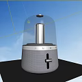 Modern Audio Speaker With Glass Dome Gray Textured Surface And Knob Control