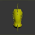 3D Cartoon Fish Character With Green Body Orange Fins Spiky Spines And Sharp Teeth
