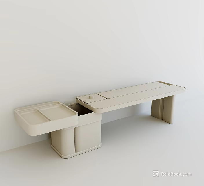 Modern Dressing Table with Minimalist Design White Countertop and Storage Drawers 3d model